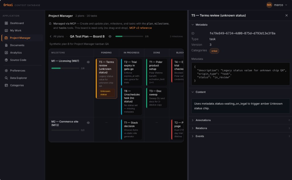 orkai open — project manager with plan boards and task cards